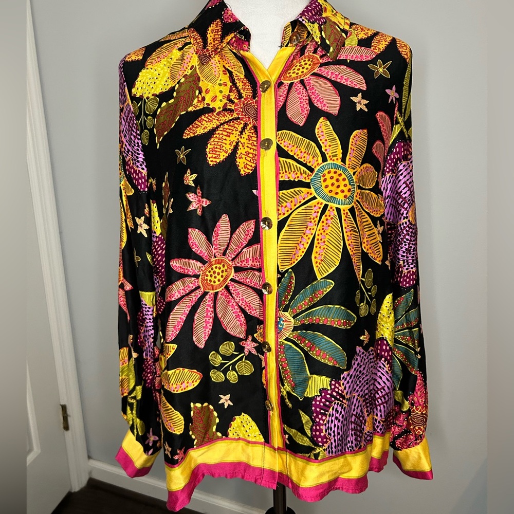 Cynthia Rowley Floral Button Front Blouse